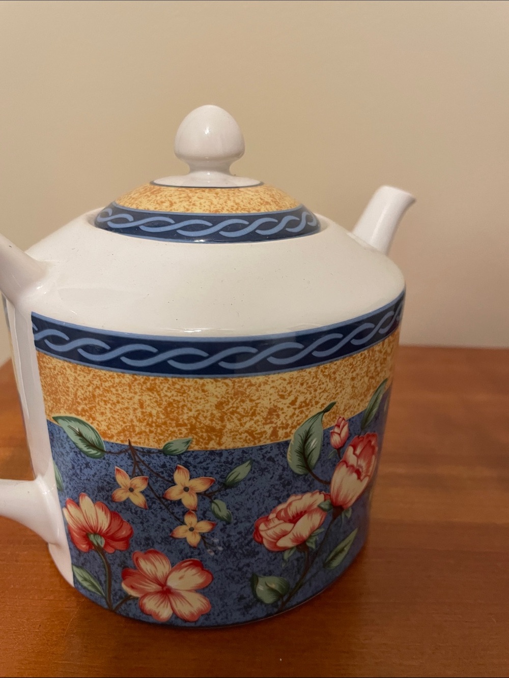 PTS International Genuine Stoneware French Floral Pattern Teapot - Picture 5 of 9